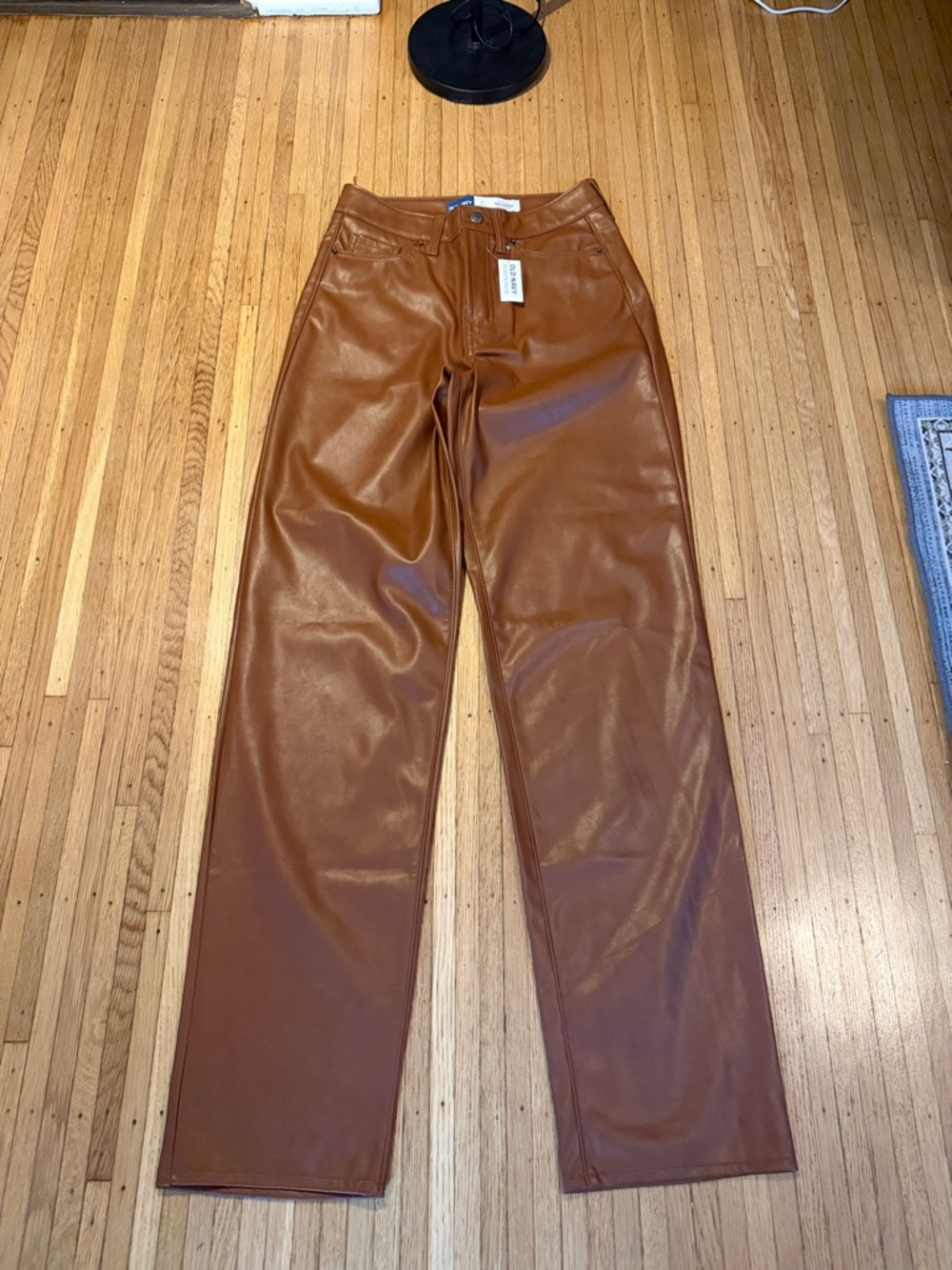 Old Navy Faux Leather Straight-Leg Pants - Caramel Brown